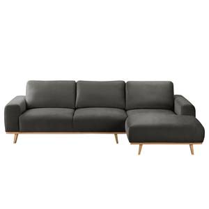 Ecksofa Lauris Samt - Grau - Longchair davorstehend rechts