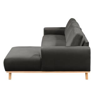 Ecksofa Lauris Samt - Grau - Longchair davorstehend rechts