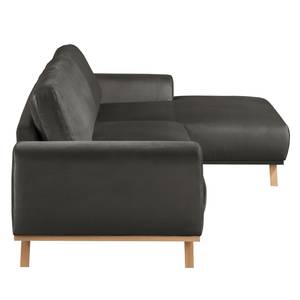 Ecksofa Lauris Samt - Grau - Longchair davorstehend rechts