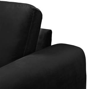 Divano angolare Lauris Velluto - Nero - Longchair preimpostata a destra