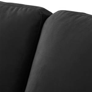 Canapé d'angle Lauris Velours - Noir - Méridienne courte à droite (vue de face)