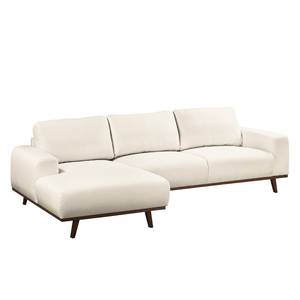 Ecksofa Lauris Strukturstoff - Creme - Longchair davorstehend links