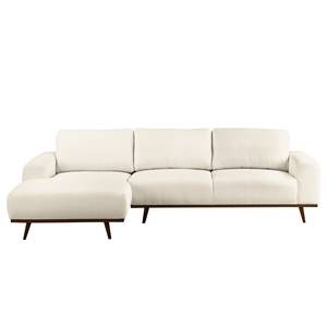 Ecksofa Lauris Strukturstoff - Creme - Longchair davorstehend links