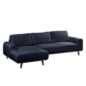 Ecksofa Lauris Strukturstoff - Dunkelblau - Longchair davorstehend links