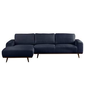 Hoekbank Lauris structuurstof - Donkerblauw - Longchair vooraanzicht links