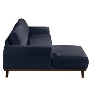 Hoekbank Lauris structuurstof - Donkerblauw - Longchair vooraanzicht links