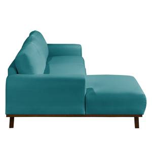 Hoekbank Lauris structuurstof - Turquoise - Longchair vooraanzicht links