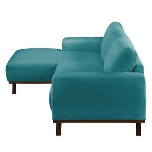 Hoekbank Lauris structuurstof - Turquoise - Longchair vooraanzicht links