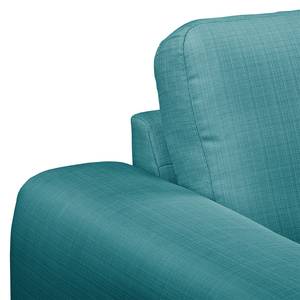 Canapé d'angle Lauris Tissu structuré - Turquoise - Méridienne courte à gauche (vue de face)