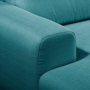 Hoekbank Lauris structuurstof - Turquoise - Longchair vooraanzicht links