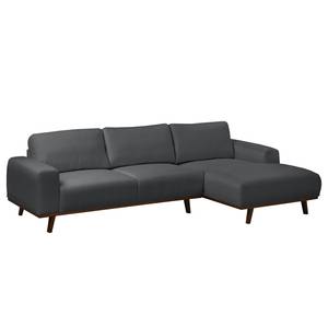 Ecksofa Lauris Strukturstoff - Hellanthrazit - Longchair davorstehend rechts