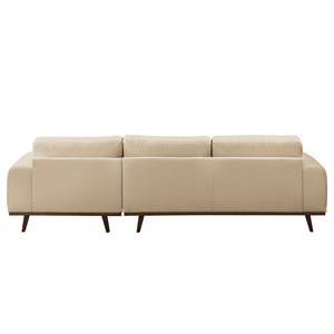 Ecksofa Lauris Strukturstoff - Sand - Longchair davorstehend rechts