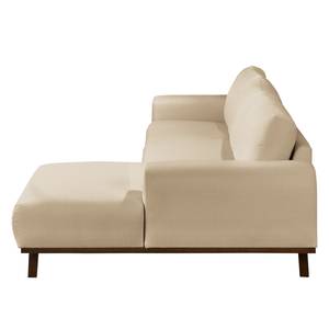 Ecksofa Lauris Strukturstoff - Sand - Longchair davorstehend rechts