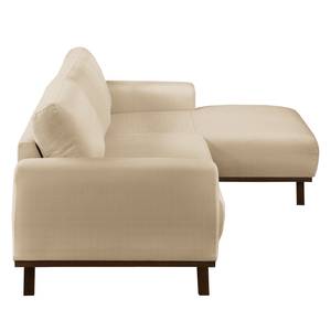 Ecksofa Lauris Strukturstoff - Sand - Longchair davorstehend rechts