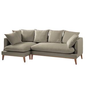 Ecksofa Lavina Webstoff Stoff Moretey: Cappuccino - Ottomane davorstehend links