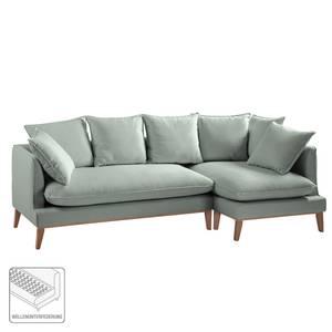 Ecksofa Lavina Webstoff Stoff Moretey: Mint - Ottomane davorstehend rechts