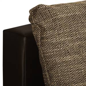 Canapé d'angle Laza convertible - Imitation cuir / Tissu - Marron foncé / Cappuccino - Méridienne courte à gauche (vue de face)
