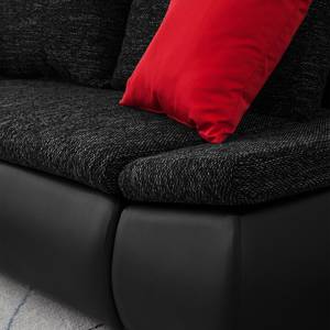 Ecksofa Laza Kunstleder / Webstoff - Schwarz - Longchair davorstehend links