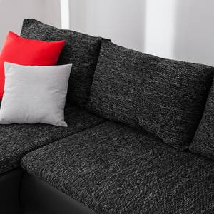 Ecksofa Laza mit Schlaffunktion - Kunstleder / Webstoff - Schwarz - Longchair davorstehend links