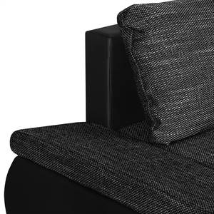 Ecksofa Laza mit Schlaffunktion - Kunstleder / Webstoff - Schwarz - Longchair davorstehend links