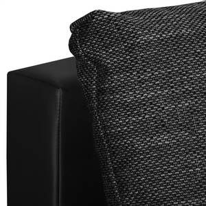 Canapé d'angle Laza convertible - Imitation cuir / Tissu - Noir - Méridienne courte à gauche (vue de face)