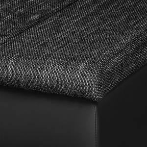 Canapé d'angle Laza Tissu / Imitation cuir - Noir - Méridienne courte à gauche (vue de face)