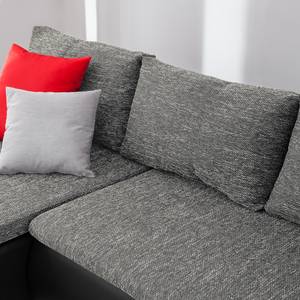 Ecksofa Laza mit Schlaffunktion - Kunstleder / Webstoff - Schwarz / Grau - Longchair davorstehend links