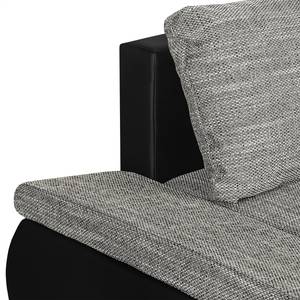 Ecksofa Laza mit Schlaffunktion - Kunstleder / Webstoff - Schwarz / Grau - Longchair davorstehend links