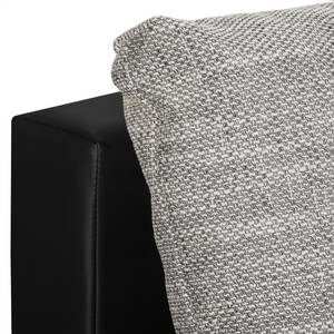 Canapé d'angle Laza convertible - Imitation cuir / Tissu - Noir / Gris - Méridienne courte à gauche (vue de face)