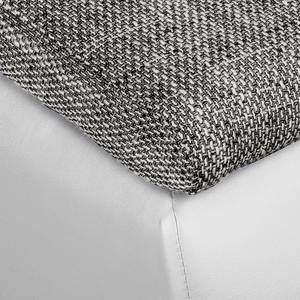 Canapé d'angle Laza convertible - Imitation cuir / Tissu - Blanc / Gris - Méridienne courte à gauche (vue de face)