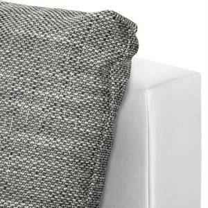 Canapé d'angle Laza convertible - Imitation cuir / Tissu - Blanc / Gris - Méridienne courte à gauche (vue de face)