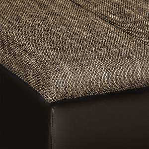 Canapé d'angle Laza Tissu / Imitation cuir - Marron foncé / Cappuccino - Méridienne courte à droite (vue de face)