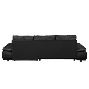 Ecksofa Laza mit Schlaffunktion - Kunstleder / Webstoff - Schwarz - Longchair davorstehend rechts