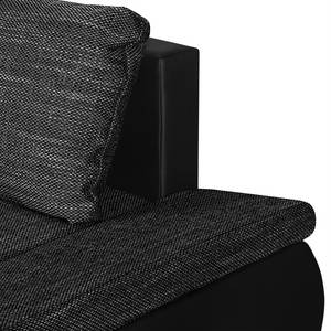 Ecksofa Laza mit Schlaffunktion - Kunstleder / Webstoff - Schwarz - Longchair davorstehend rechts