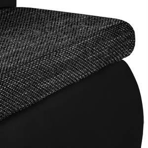 Canapé d'angle Laza Tissu / Imitation cuir - Noir - Méridienne courte à droite (vue de face)