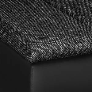 Canapé d'angle Laza convertible - Imitation cuir / Tissu - Noir - Méridienne courte à droite (vue de face)