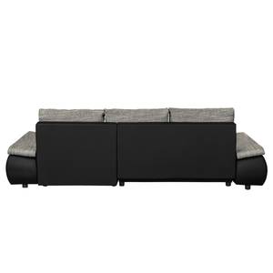 Ecksofa Laza mit Schlaffunktion - Kunstleder / Webstoff - Schwarz / Grau - Longchair davorstehend rechts