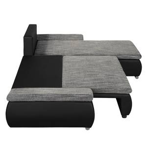 Ecksofa Laza Kunstleder / Webstoff - Schwarz / Grau - Longchair davorstehend rechts