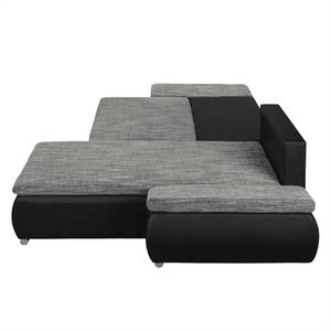 Ecksofa Laza Kunstleder / Webstoff - Schwarz / Grau - Longchair davorstehend rechts