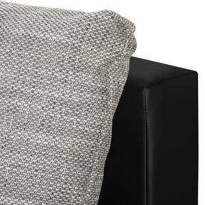 Canapé d'angle Laza convertible - Imitation cuir / Tissu - Noir / Gris - Méridienne courte à droite (vue de face)