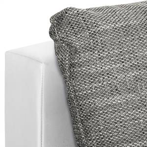 Canapé d'angle Laza convertible - Imitation cuir / Tissu - Blanc / Gris - Méridienne courte à droite (vue de face)