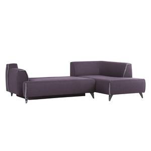 Ecksofa Leddy (mit Schlaffunktion) Webstoff - Aubergine / Grau - Longchair davorstehend rechts