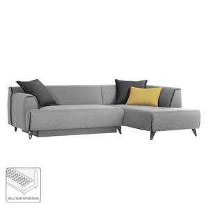 Ecksofa Leddy (mit Schlaffunktion) Webstoff - Lichtgrau - Longchair davorstehend rechts