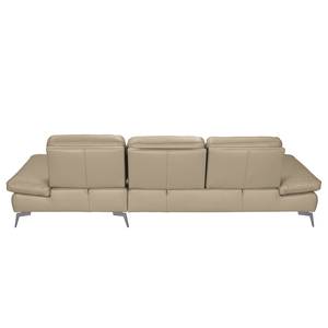 Ecksofa Levy Echtleder Longchair davorstehend rechts - Beige - Ohne Kopfstütze