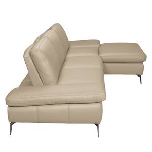 Ecksofa Levy Echtleder Echtleder Longchair davorstehend rechts - Beige - Ohne Kopfstütze