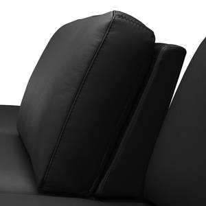 Canapé d'angle Levy Cuir véritable - Méridienne longue à droite (vue de face) - Noir - Sans appui-tête