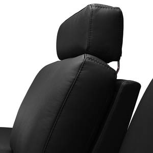 Canapé d'angle Levy Imitation cuir - Méridienne longue à droite (vue de face) - Noir - Avec appui-tête
