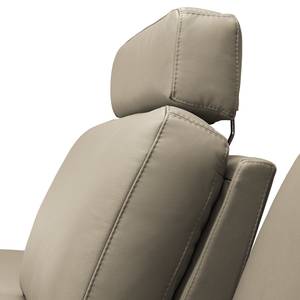 Canapé d'angle Levy Imitation cuir - Méridienne longue à droite (vue de face) - Taupe - Avec appui-tête