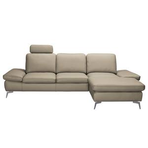 Ecksofa Levy Kunstleder Longchair davorstehend rechts - Taupe - Mit Kopfstütze