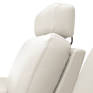 Canapé d'angle Levy Imitation cuir Méridienne longue à droite (vue de face) - Blanc - Avec appui-tête